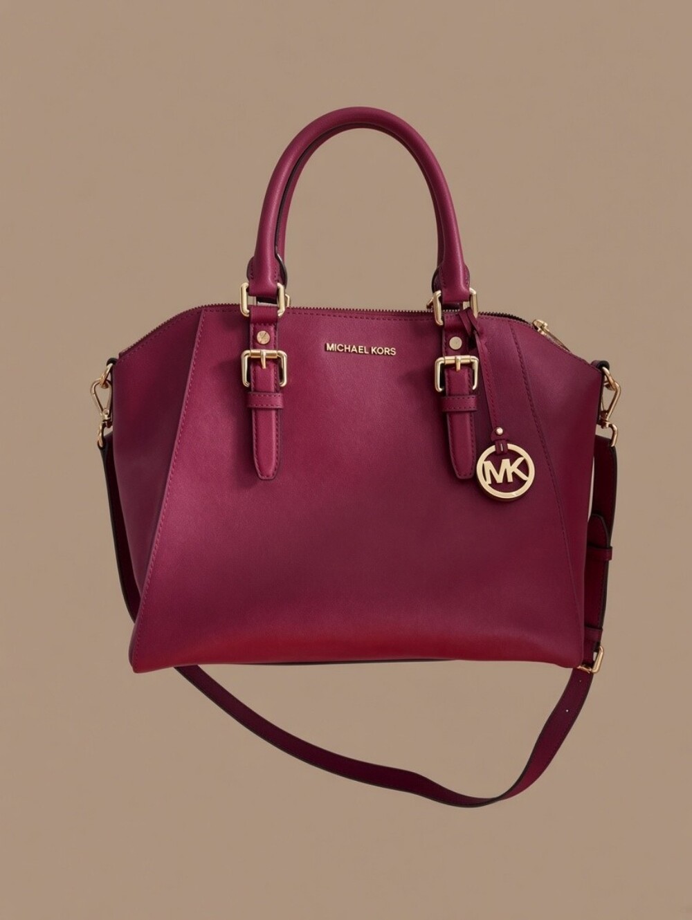 Michael Kors Satchel Bag - Plum with Gold Hardware